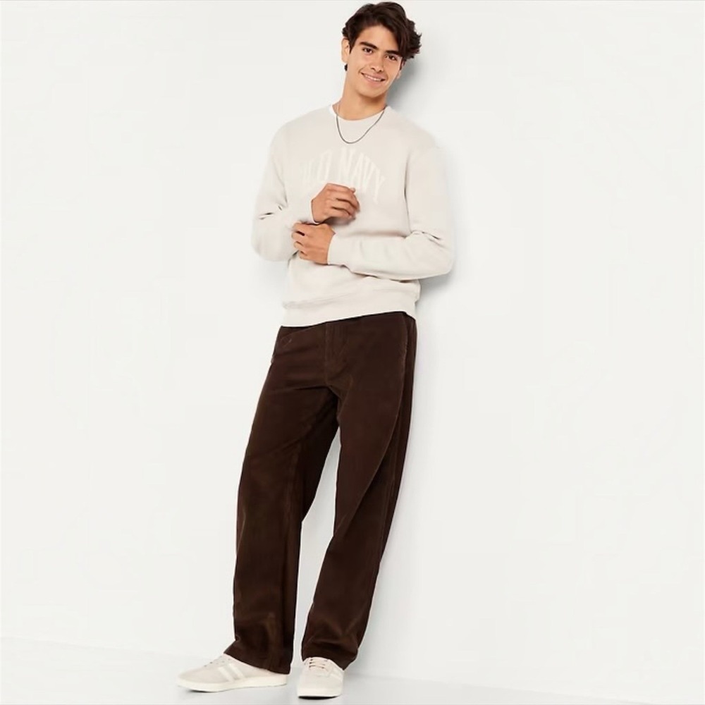 Old Navy Baggy Corduroy Pants Drawstring Chocolate Brown Men's XL 40x31